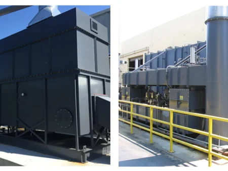 Adwest oxidizer and VOC concentrator system with integrated piping and safety features, used for VOC abatement in industrial facilities.