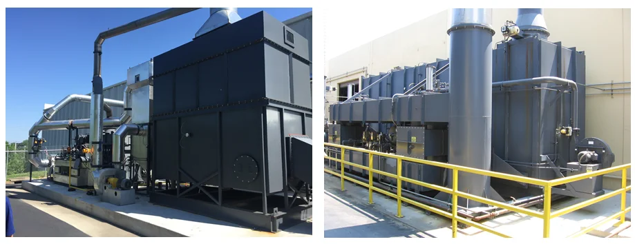 Adwest oxidizer and VOC concentrator system with integrated piping and safety features, used for VOC abatement in industrial facilities.