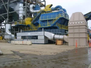 Adwest Regenerative Thermal Oxidizer (RTO) with advanced safety features and piping system, used for VOC destruction and air pollution control in industrial plants.